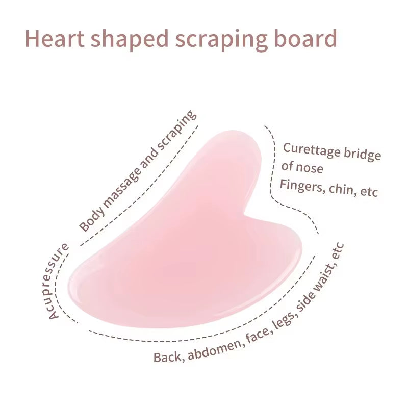 Facial Massager Double Head Roller Face Lifting Beauty Massage Tool Heart Shaped Scraping Tablets Pink for Womens Massage Set